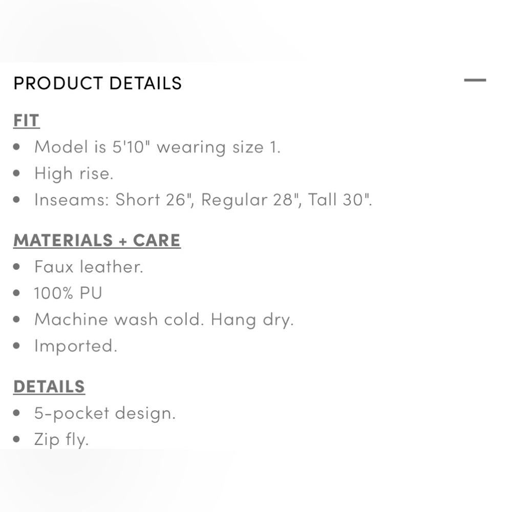 Sky High Skinny Faux Leather High-Rise Pant 24T - Picture 2 of 5